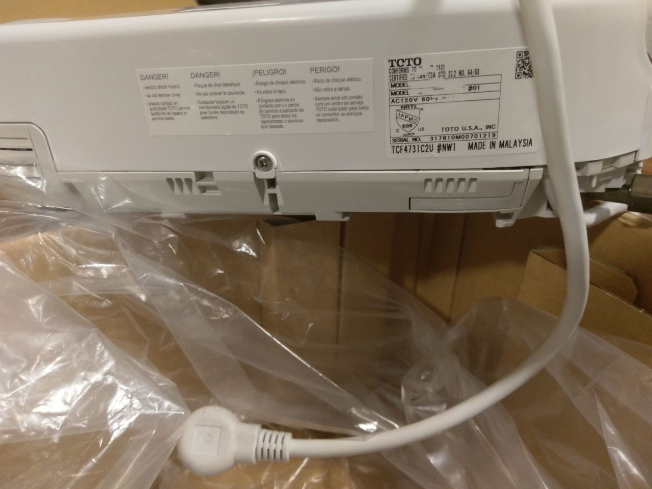 Toto S350e SW584T20 SW584 Washlet+ Electric Bidet Seat Elongated Toilet (S7A)