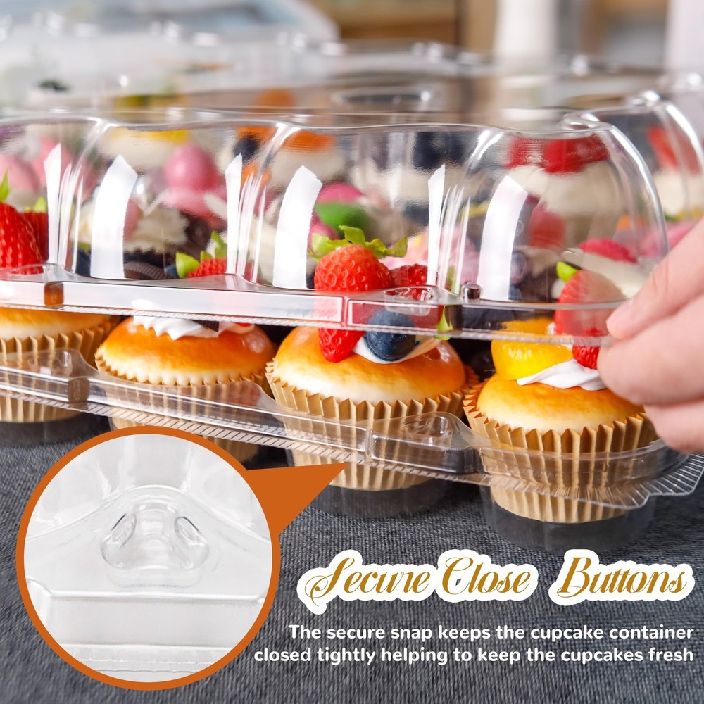 24 Count Cupcake Containers 10 Pack Cupcake Holders with Detachable Tall Dome...