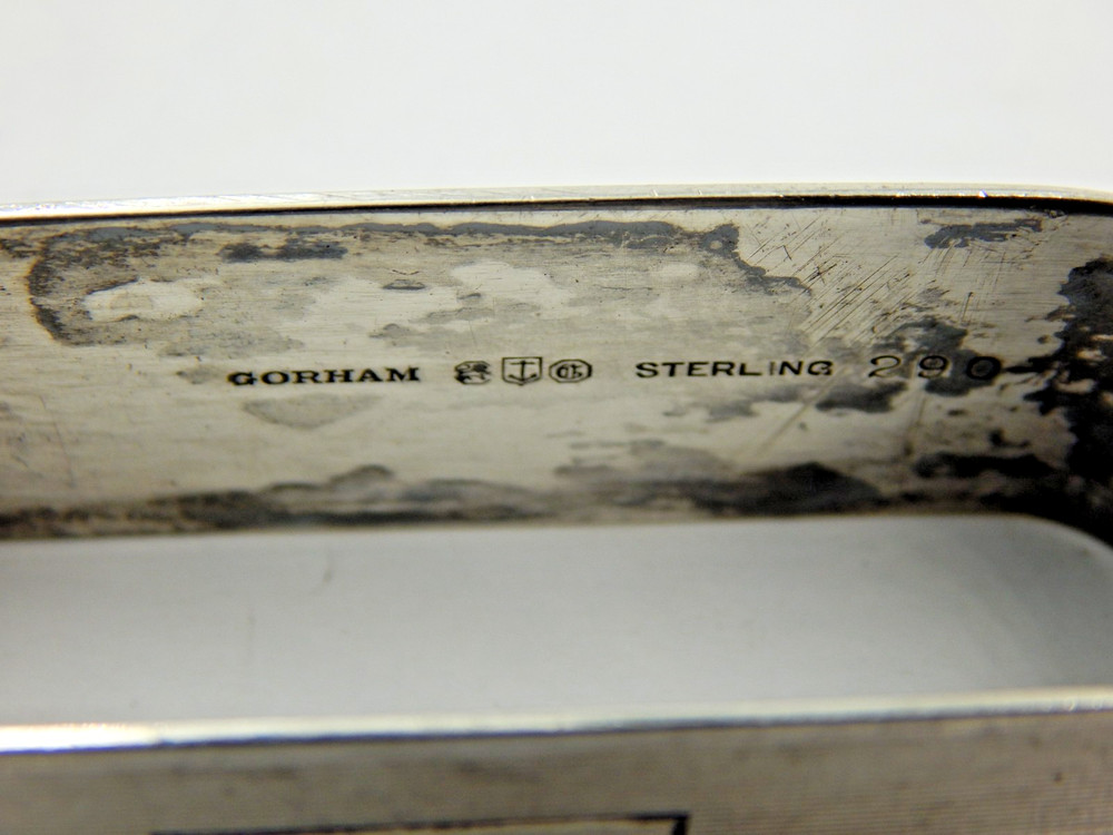 Vtg Gorham Rectangular Sterling Silver Napkin Ring / Holder ~ Monogrammed WJS IV