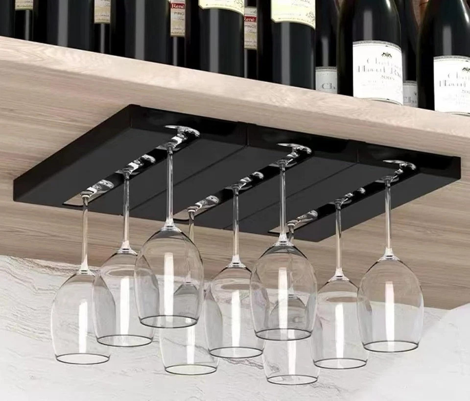 2Pack Wine Glass Holder under Shelf or Cabinet Punch Wine Glass Rack Plastic NEW