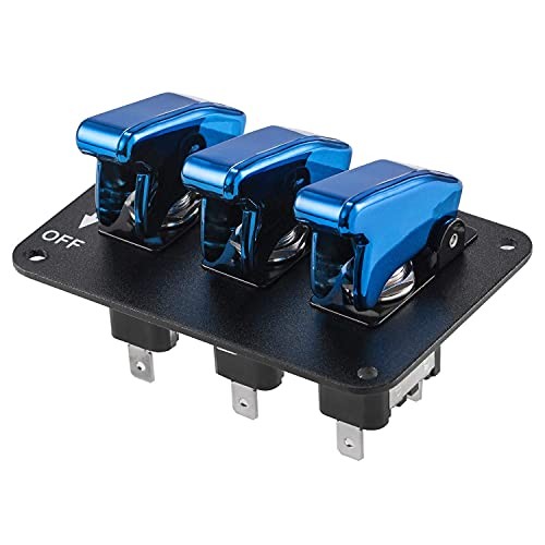 Toggle Switch Panel,Universal Car 12V Ignition Switch 3 Row Blue Plating Cover