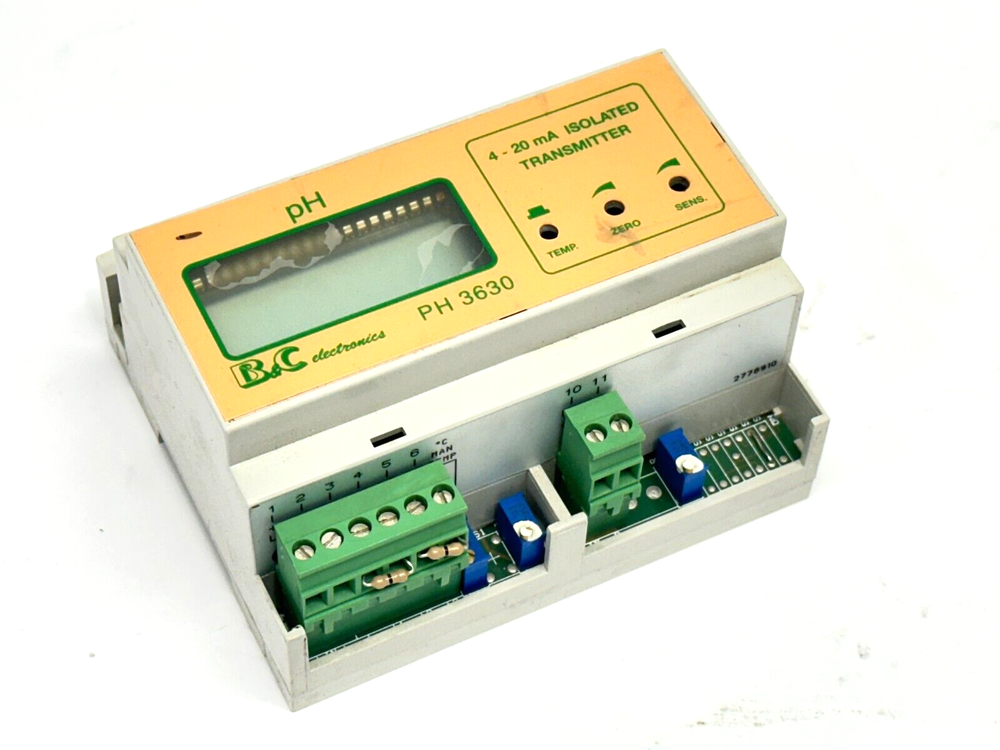 B&C Electronics PH3630 2-Wire DIN Rail pH Transmitter 2778910