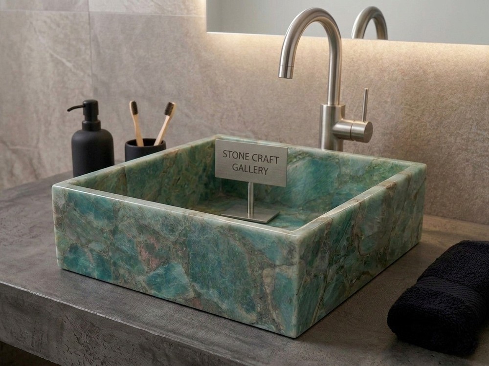 18" White Amazonite Sink / wash basin Handmade Home Decor