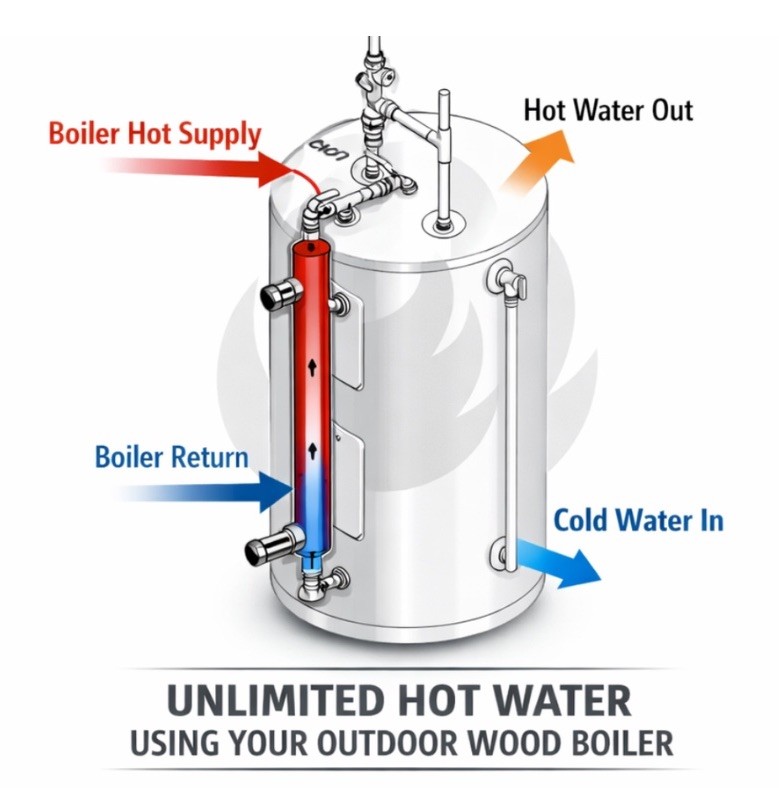 Central Boiler Domestic Side Arm Heat Exchanger 33" Stainless 3/4" FIP 5600018