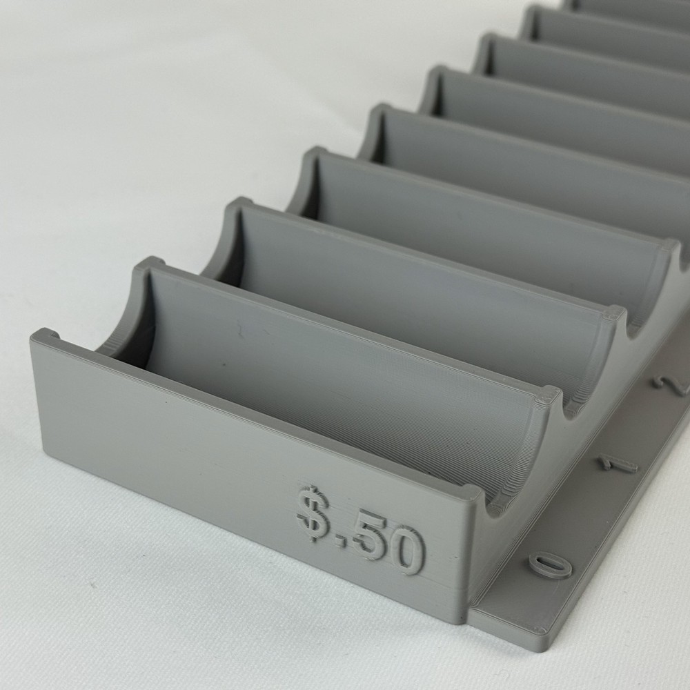 Half Dollar Sorting Tray 10 Coin Roll Holder Gray with Denomination