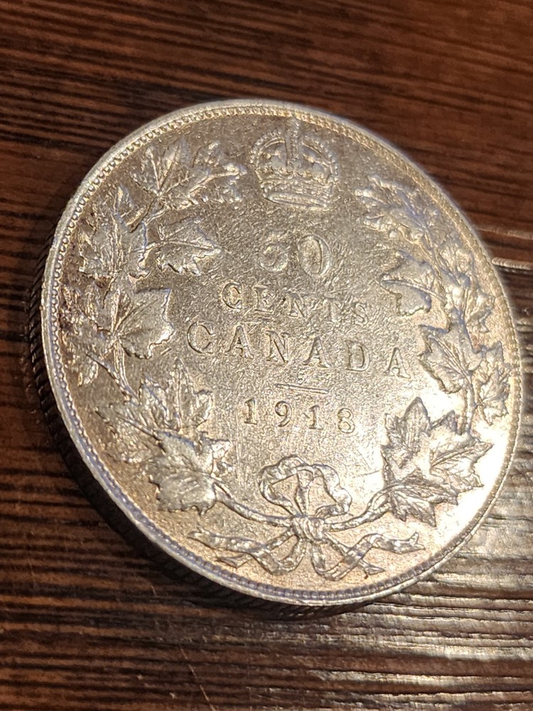 1918 Canada 50 Cents Silver Coin