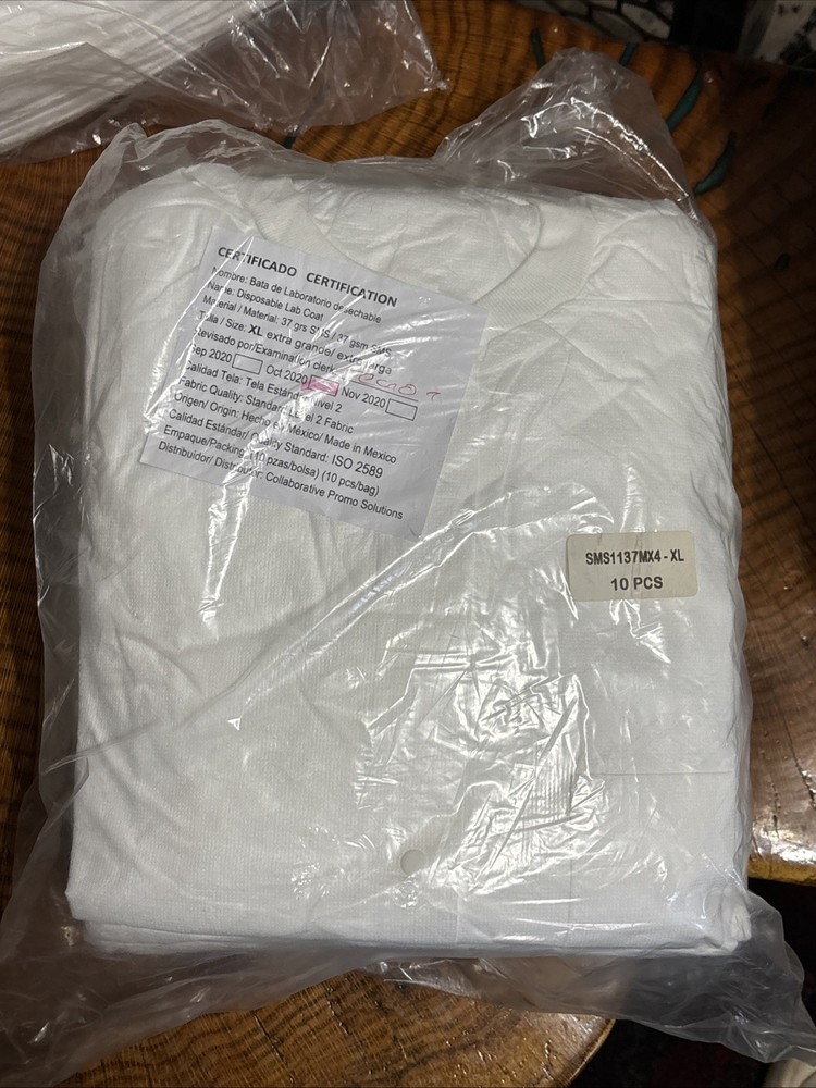 Collaborative Promo Solutions Disposable Lab Coats, 10 Pack XL, Level 2