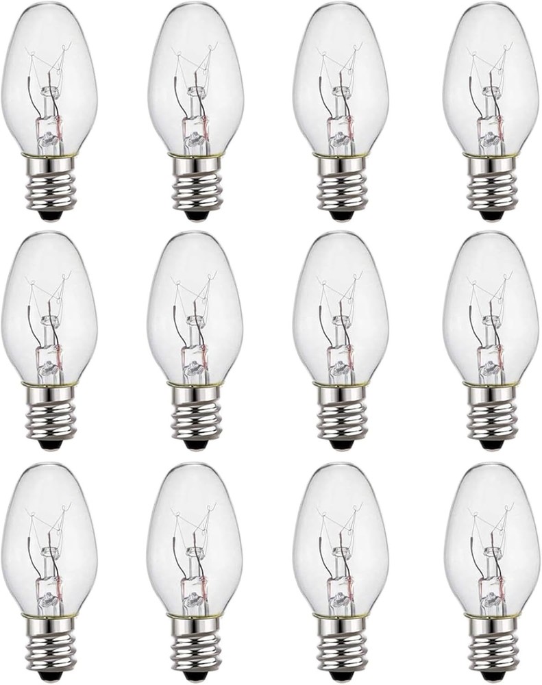 C7 Night Light Bulb 4W E12 Soft White 12 Pack Small Clear Replacement