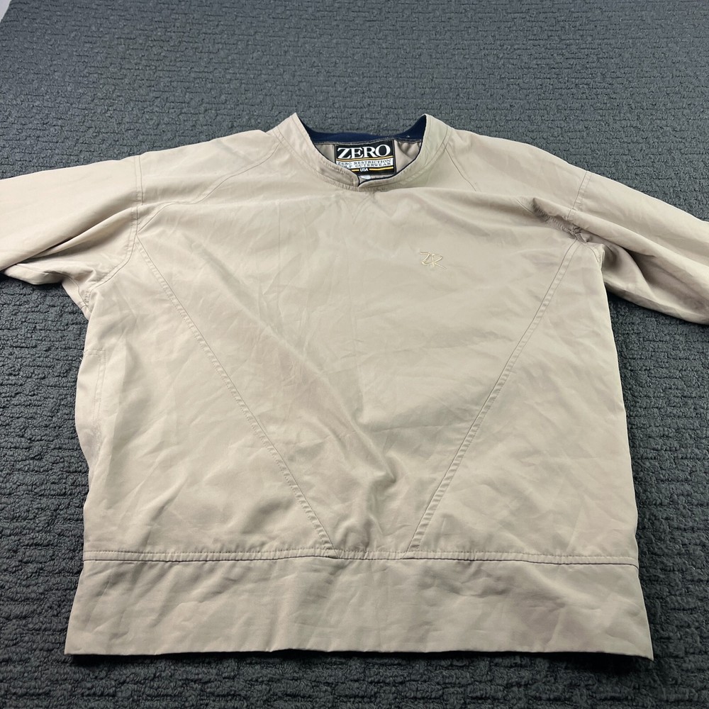 Zero Restriction Jacket Mens Large Beige Windbreaker Golf V-Neck Pullover