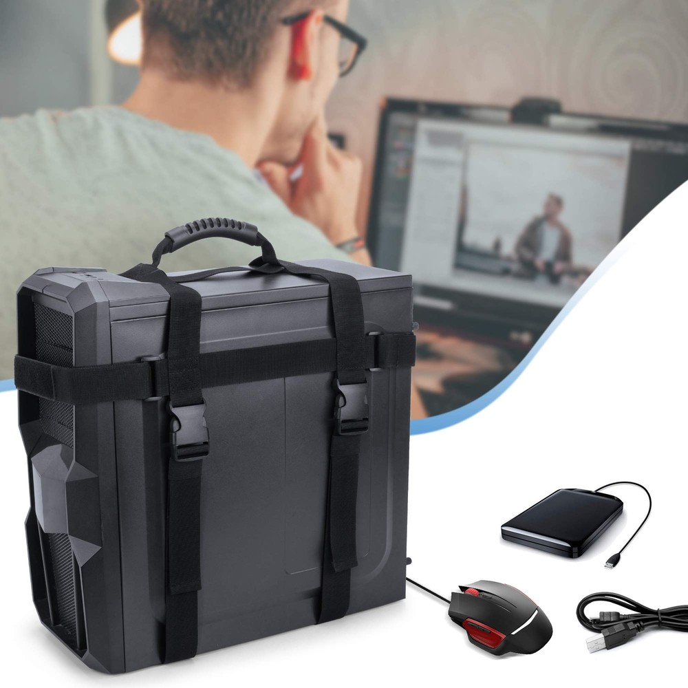 Pc Tower Carrying Strap With Rubber Handle Desktop Carrying Case Belt Computer T