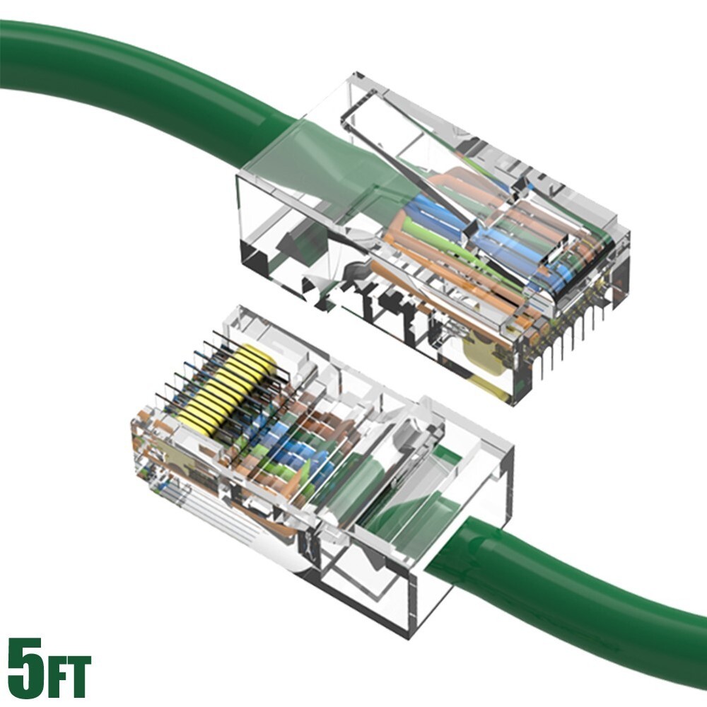 5FT Cat5e RJ45 Ethernet LAN Network UTP Non-Booted Patch Cable Cord Copper Green