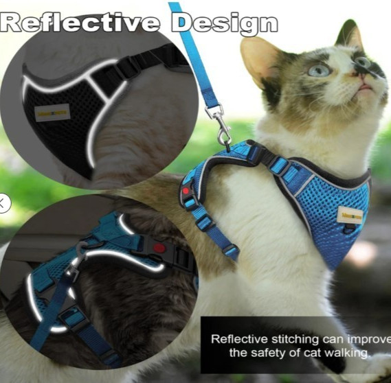 Escape Proof Reflective Cat Harness, Leash & Seatbelt Because YOUR CAT HAS PLANS