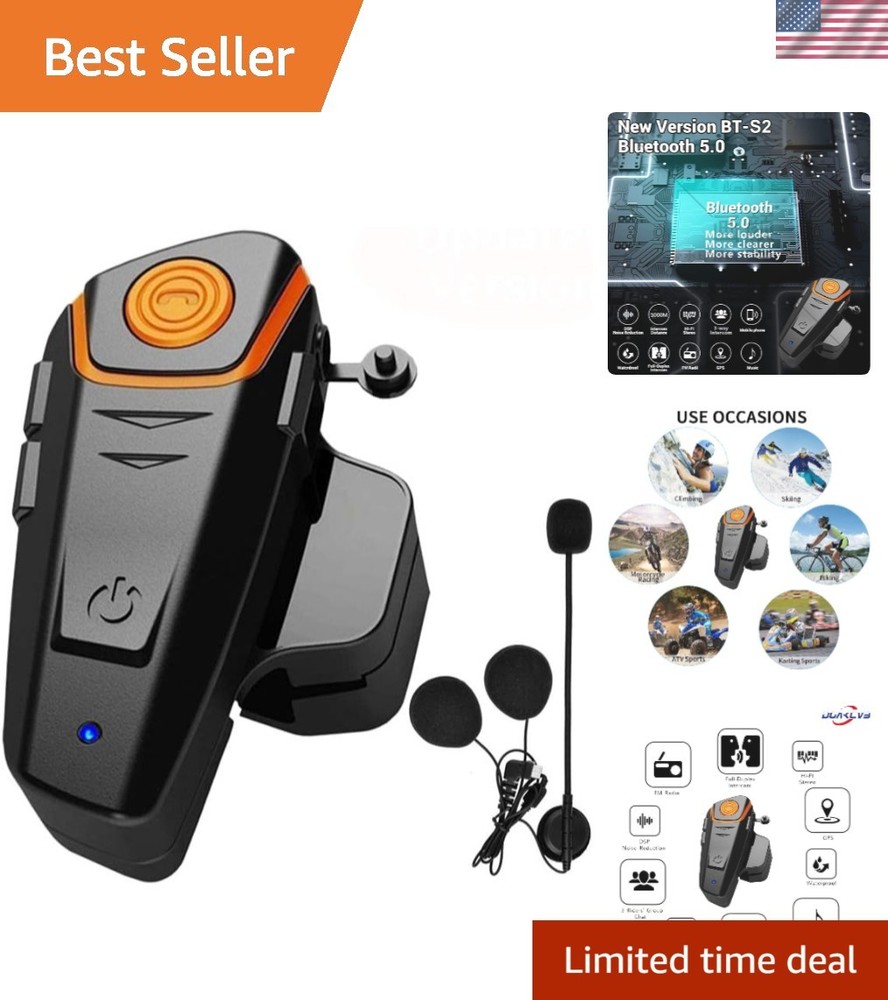 Lightweight Waterproof Bluetooth Headset for Motorcycles, ATVs, and Racing