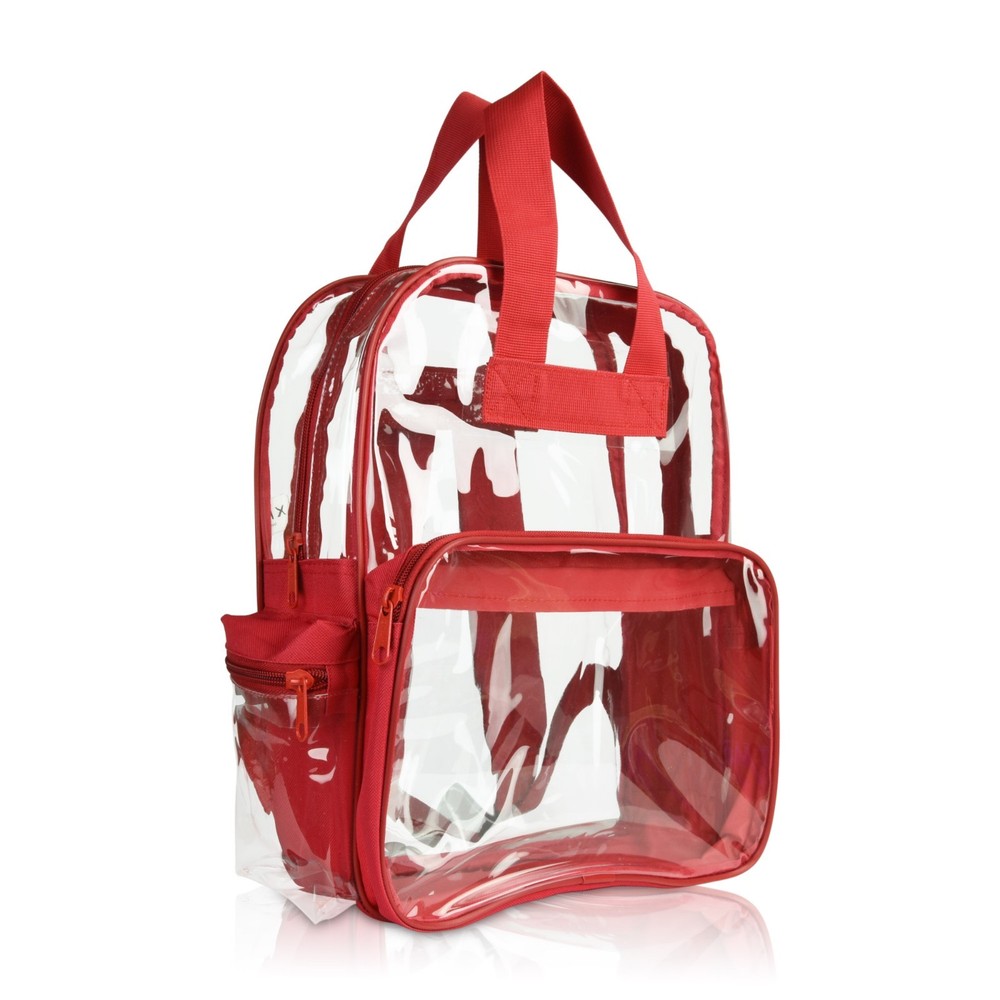 DALIX Clear Backpack Transparent School Bag in Red Small to Medium Size