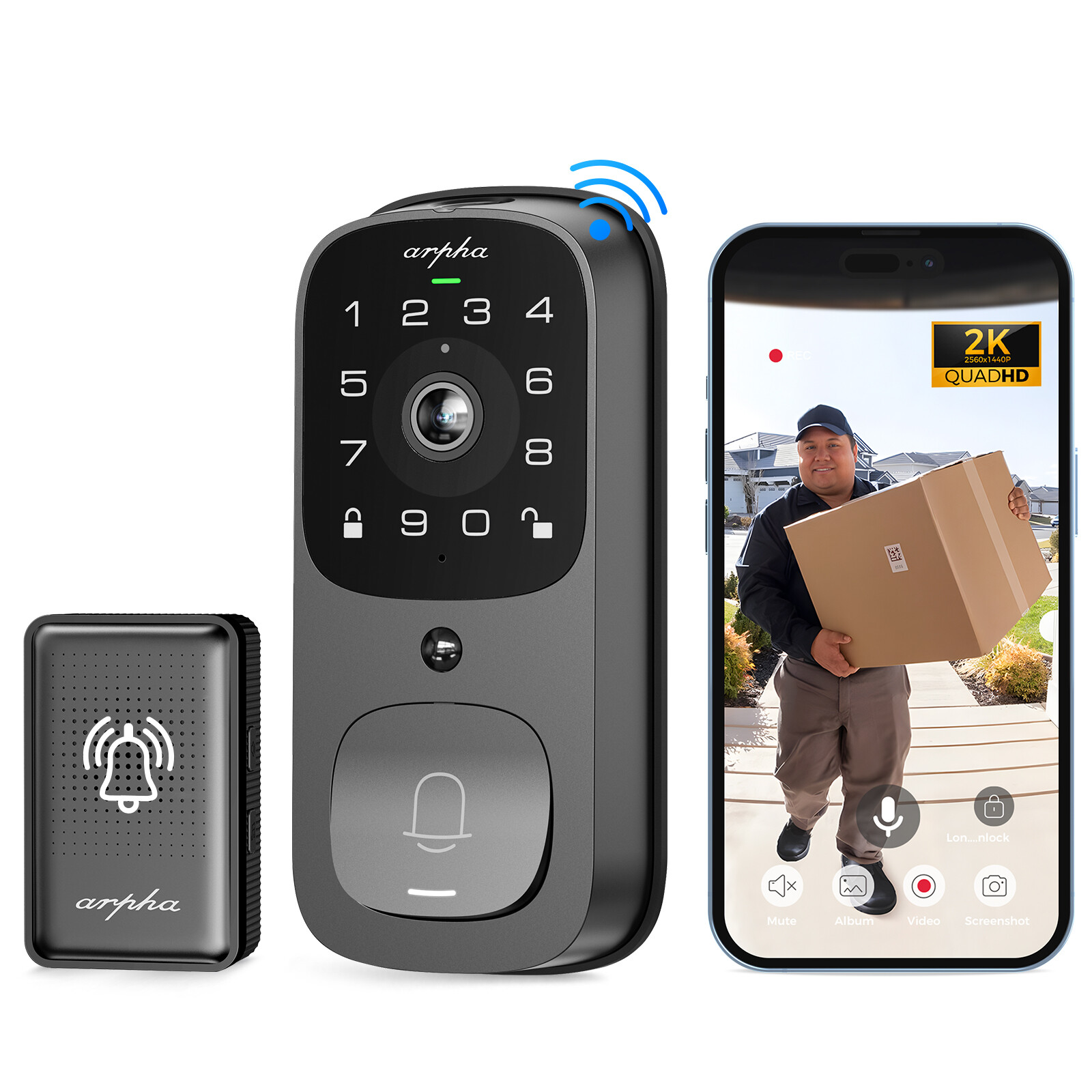 Smart Door Lock＆6 in 1 Video Camera+Doorbell+Fingerprint Keyless Entry Door Lock