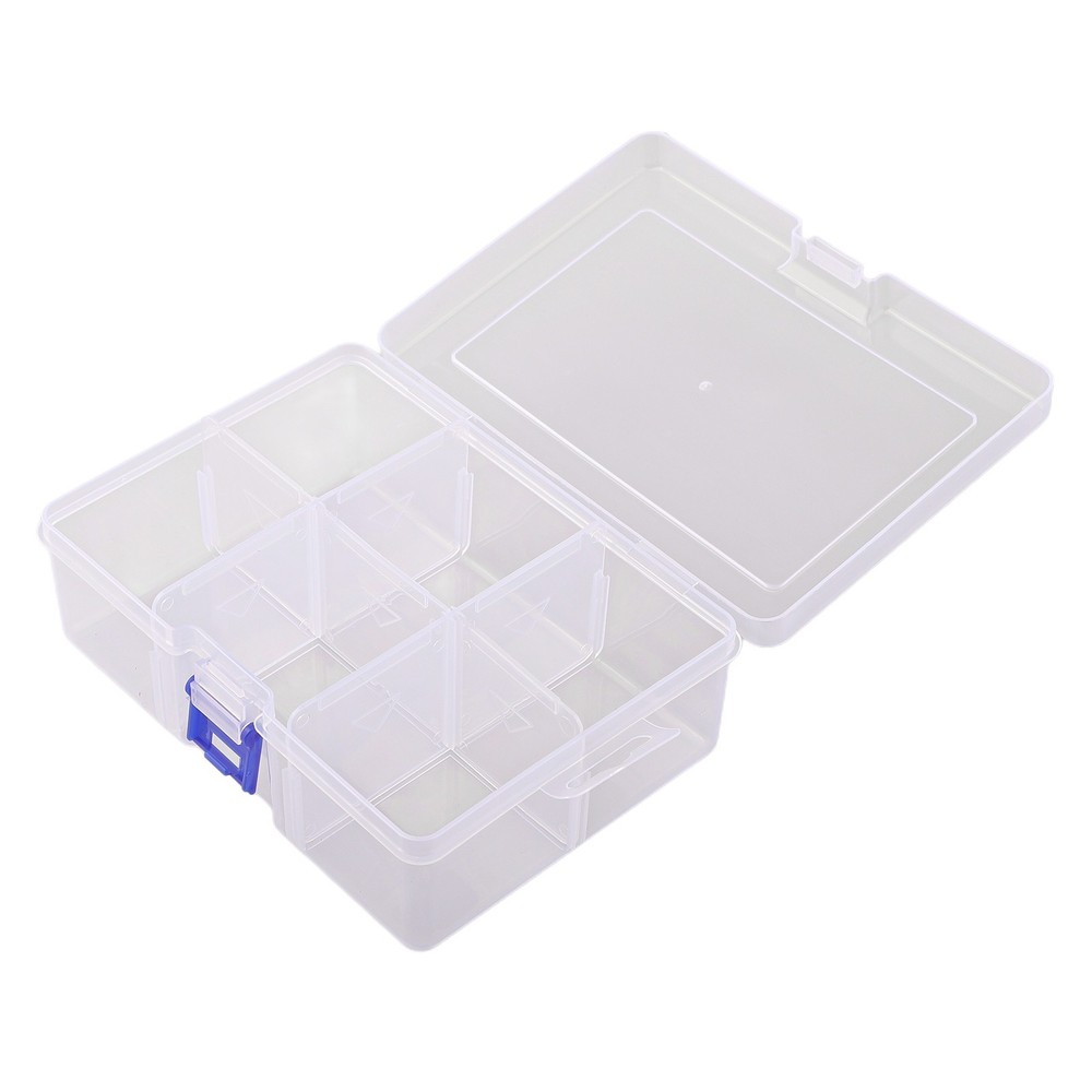 Secure Lockable Plastic Organizer Case with 6 Grids for Small Accessories