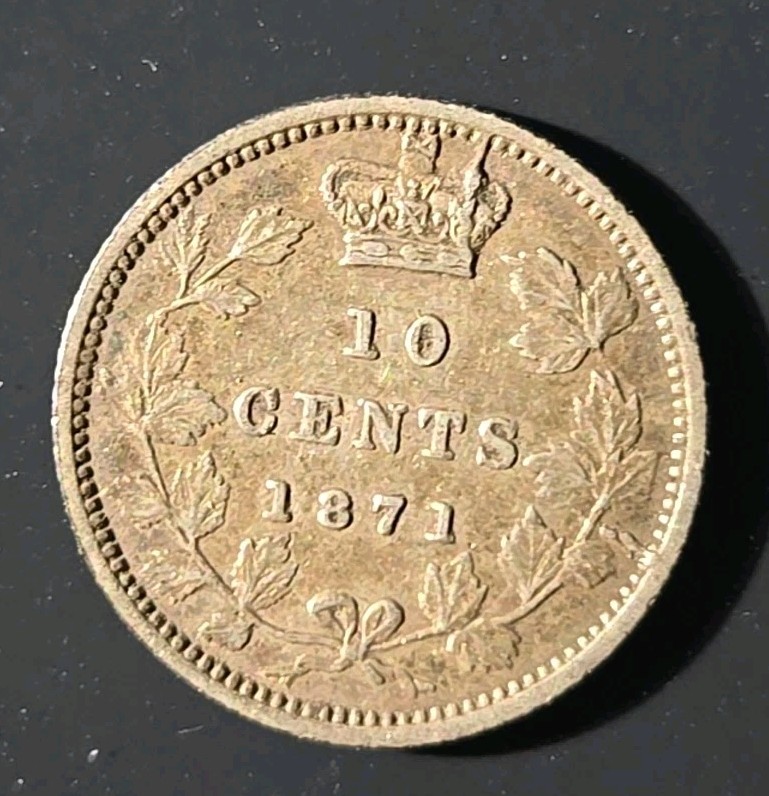 1871 Canada 10 cent silver  - Solid  VF    stk#K998
