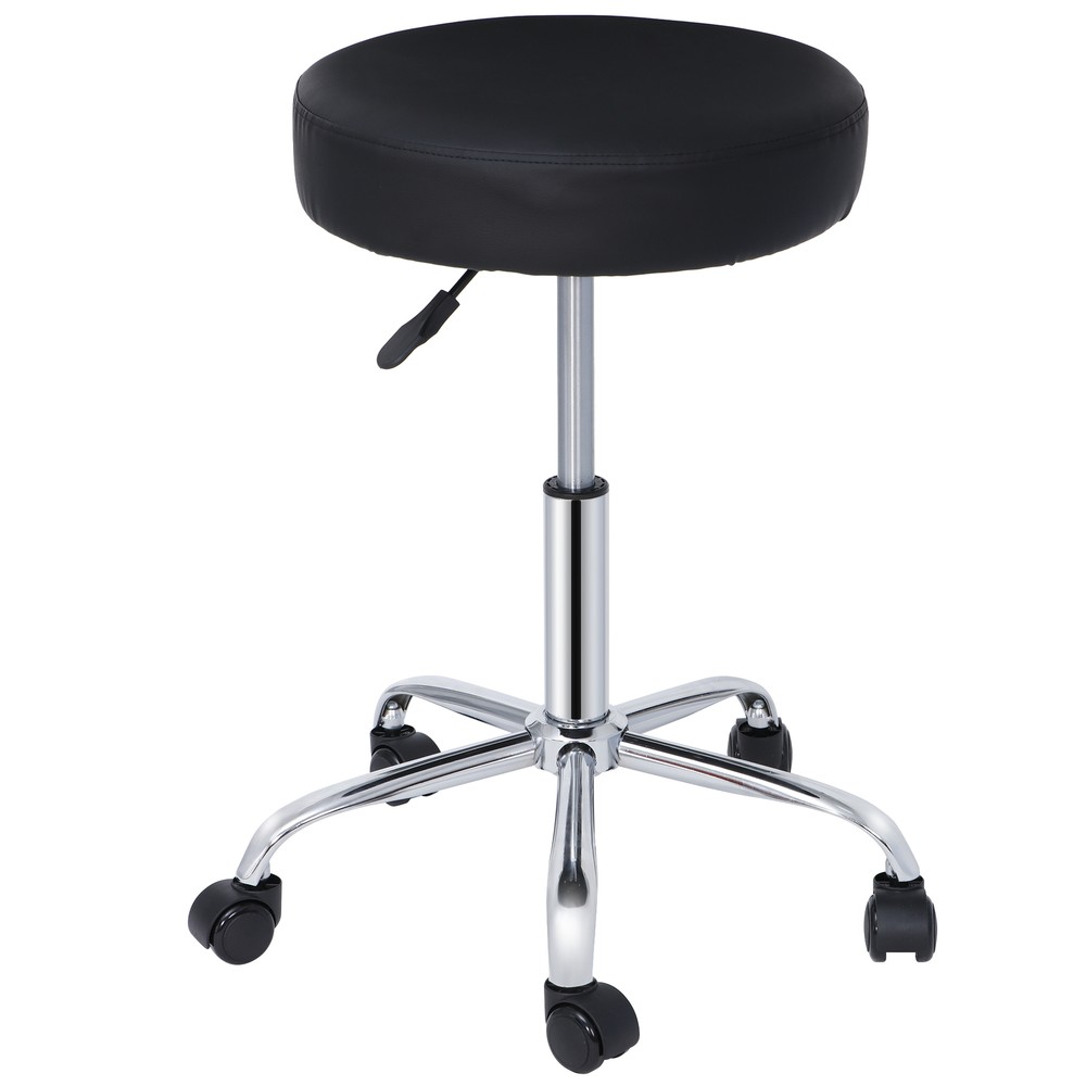 Round Adjustable Rolling Medical Stools Work Medical Stool with Wheels Black