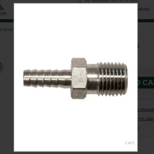 1/4 NPT TO 1/4 BARB ADAPTER SS # 3242