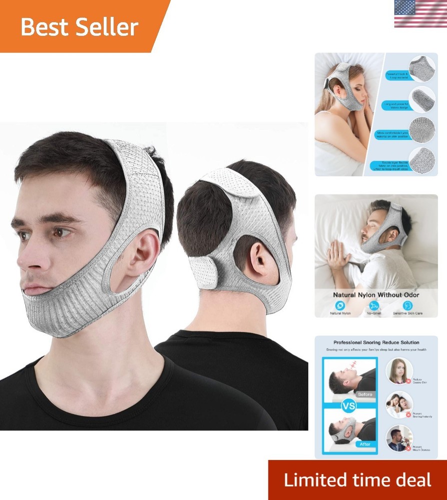 Adjustable Anti Snoring Chin Strap - Soft, Breathable Solution for Couples