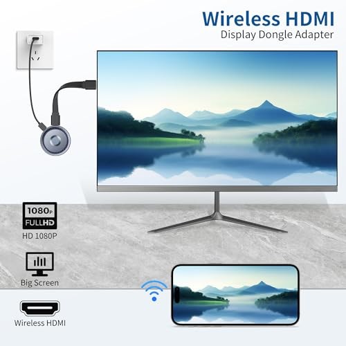 Wireless HDMI Display Dongle Adapter, Wireless Transmitter, Streaming Grey