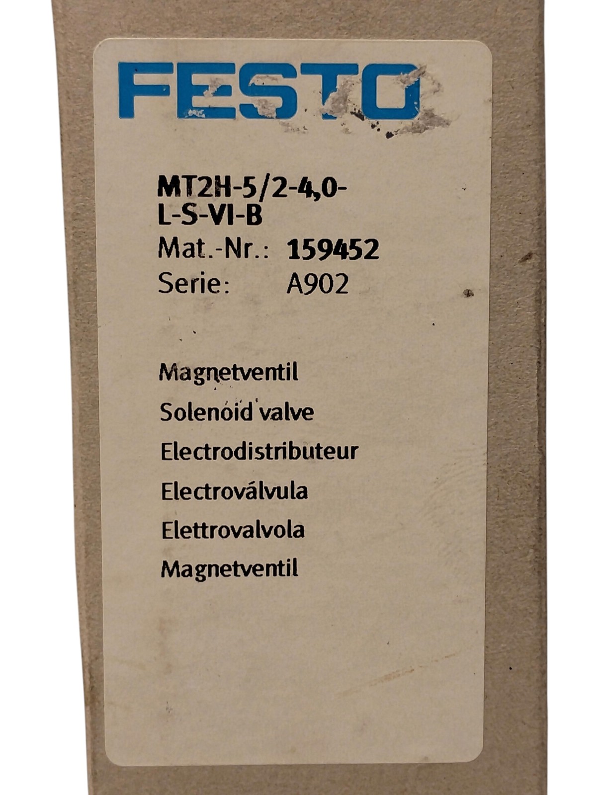 Festo MT2H-5/2-4.0-L-S-VI-B 159452 5/2 Way 9-10 Bar Solenoid Valve