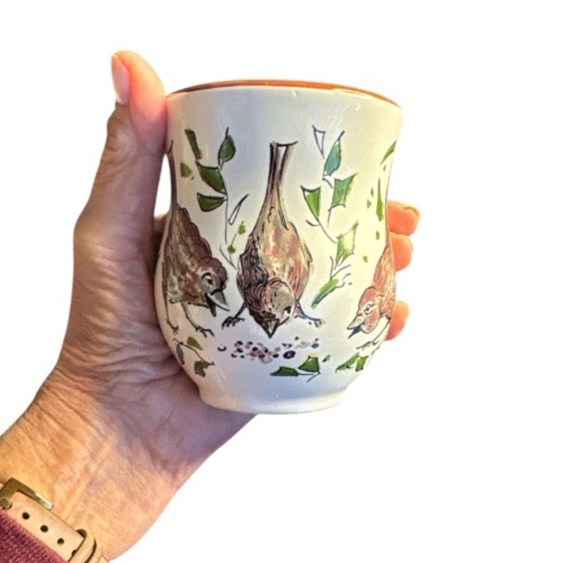Entwutf Abt Signed Small Hand Made Ceramic Bird Vase Catchall Jar