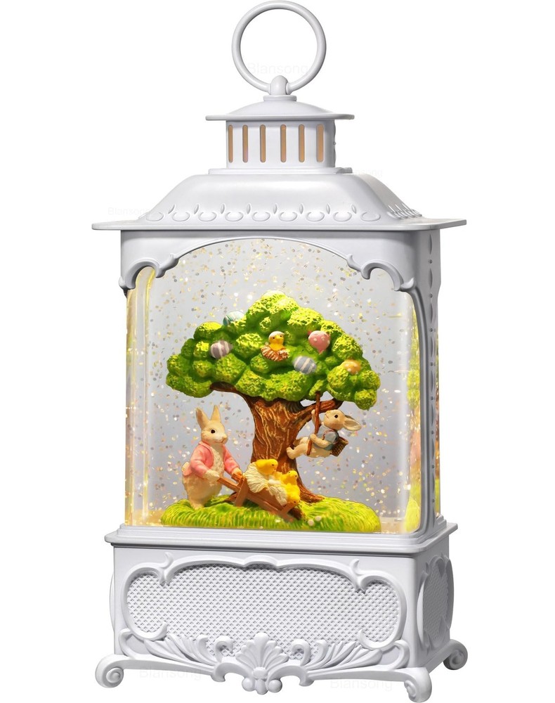 Easter Snow Globe Lantern Bunny Tree with Timer, USB and Battery Powered, Eas...