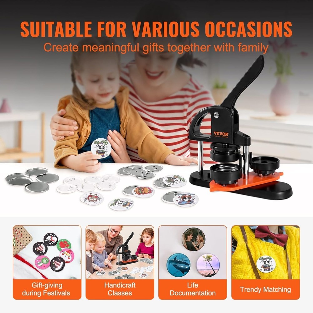 Button Maker Machine with Panda Magic Book - DIY Badge Kit