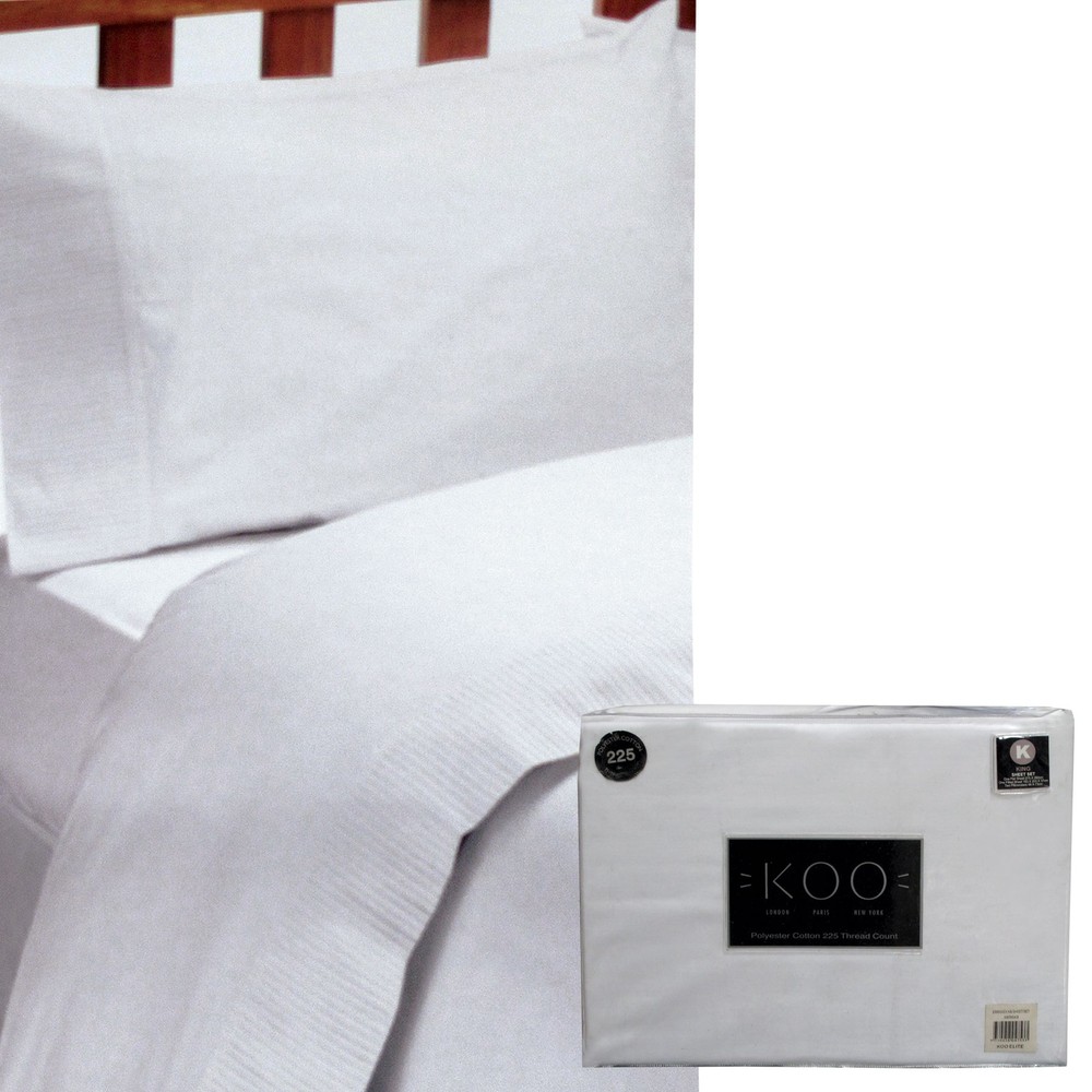 225TC Polyester Cotton Embassy Sheet Set White King