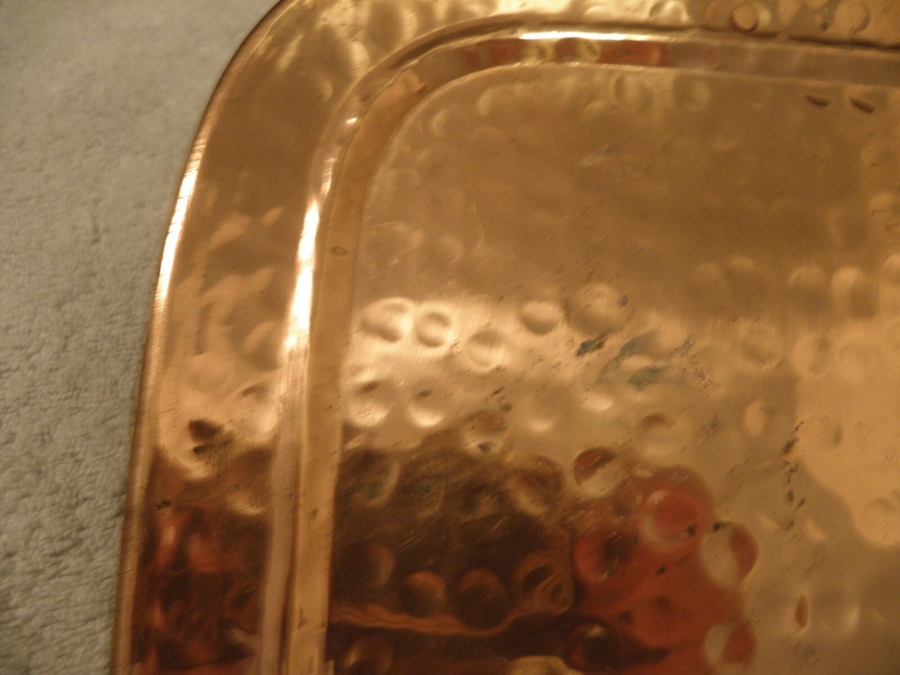 Hammered copper display tray