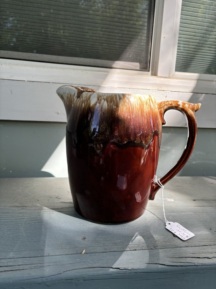 Vintage McCoy Brown Dip Pottery Water Pitcher