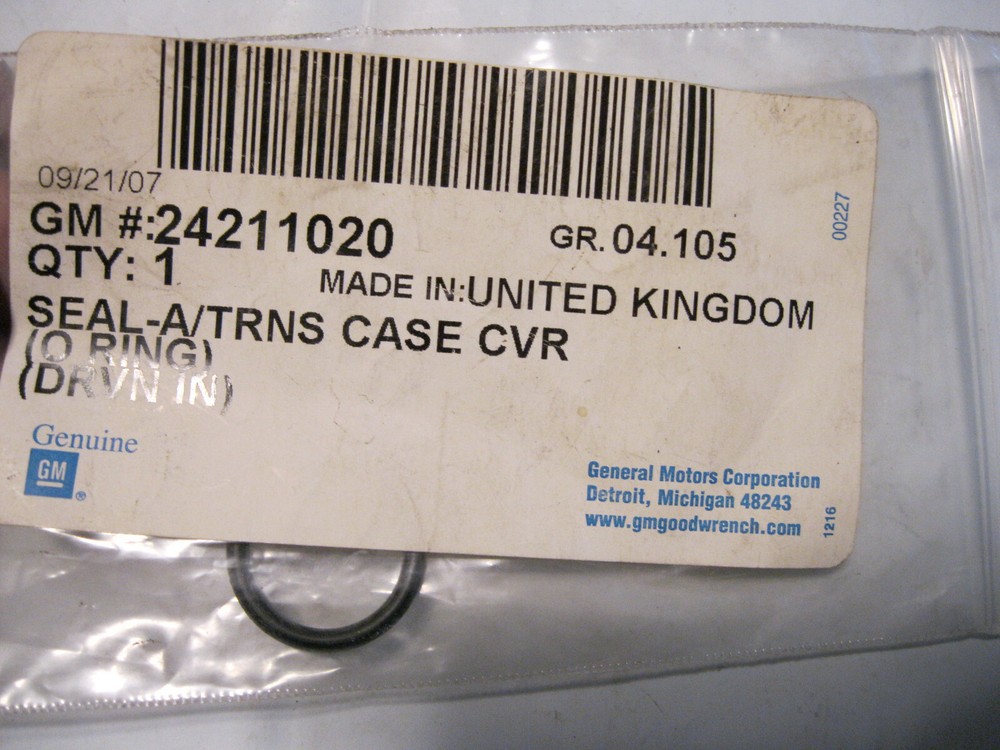 GM OEM 24211020 Automatic Transmission Case Cover Seal (O Ring) (Driven Inner)