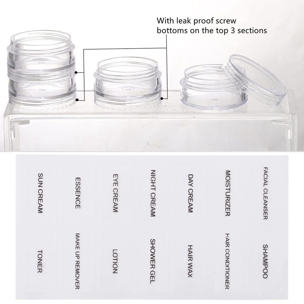 5 Set (20 Pieces) Stackable Cosmetic Containers with Screw Lids and Labelsᦁ