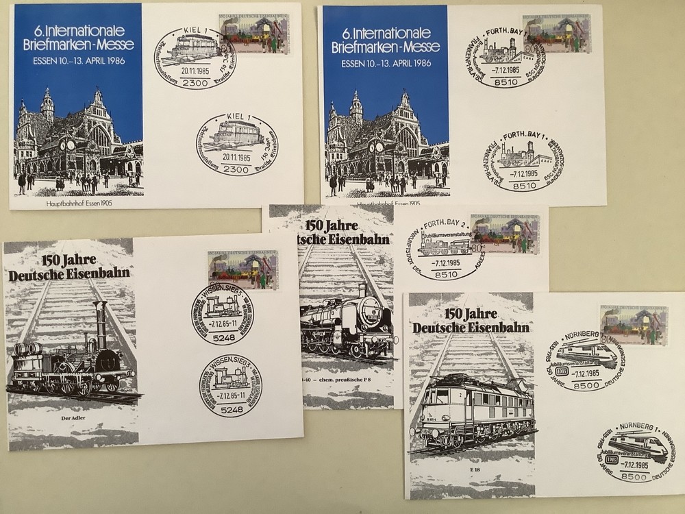 Germany Bahnpost Railway post 5 stamps covers Ref A428