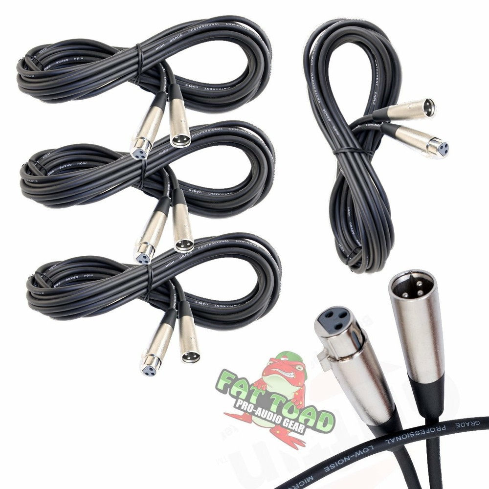 FAT TOAD XLR Microphone Cables 20ft 4 PACK – DJ Pro Audio Studio Mic Cord Wire