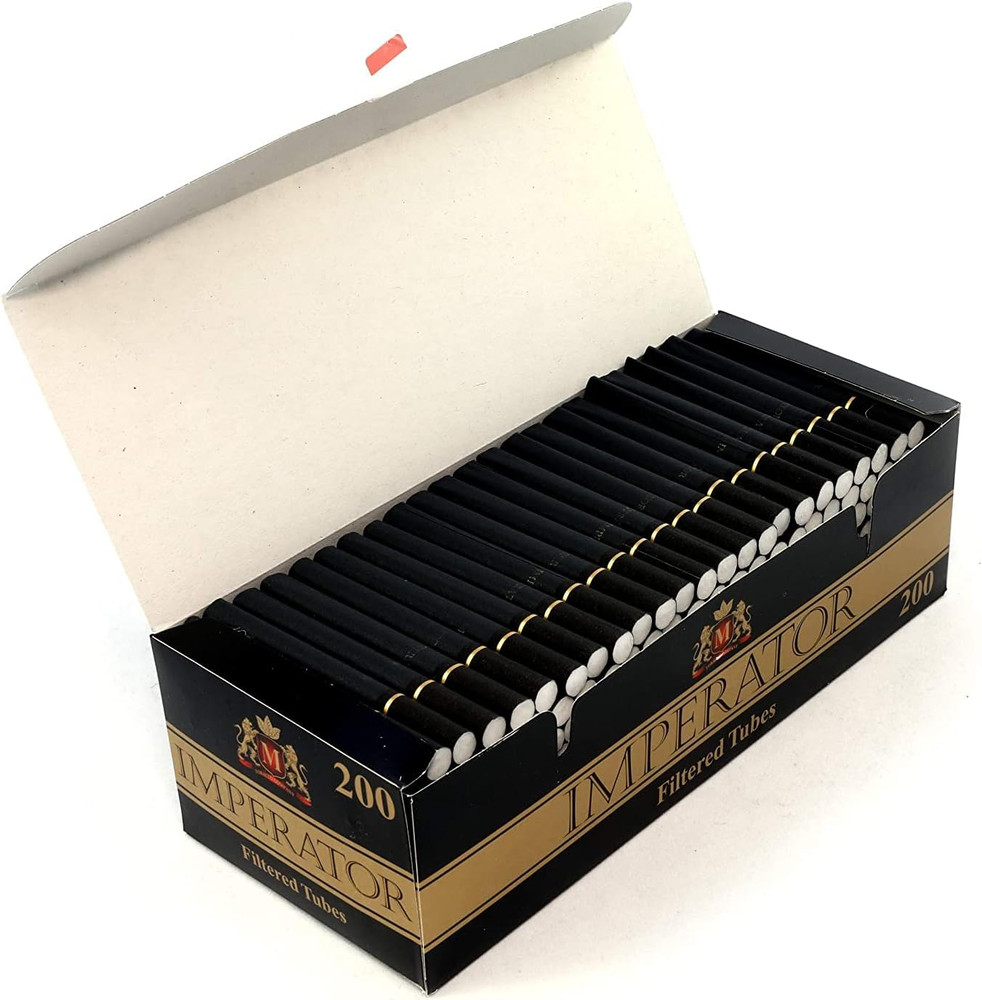 Black 200 Filtered Cigarette Tubes 1 Box of 200 Tubes