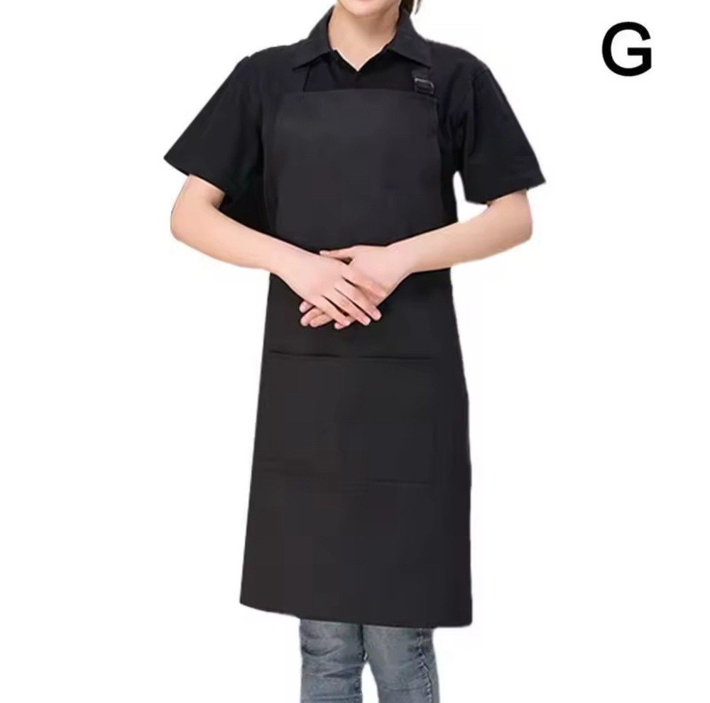Black Adjustable Bib Apron with 2 Pockets
