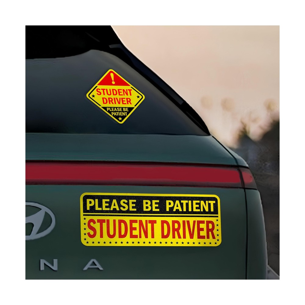 5pcs Student Driver Sticker (Non-Magnet) – Reusable, Reflective 'Please Be