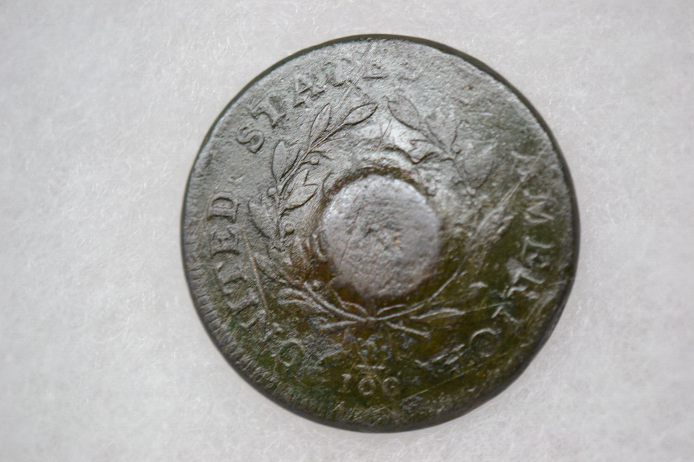 1798 Draped Bust Large Cent with large counterstamp- VG