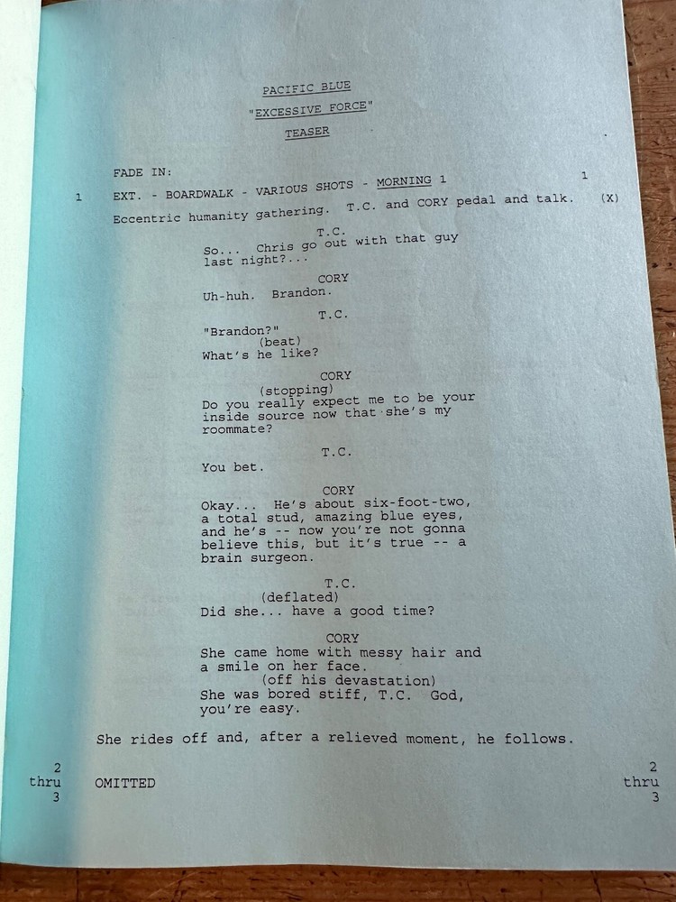 PACIFIC BLUE TV SHOW SCRIPT EPISODE EXCESSIVE FORCE
