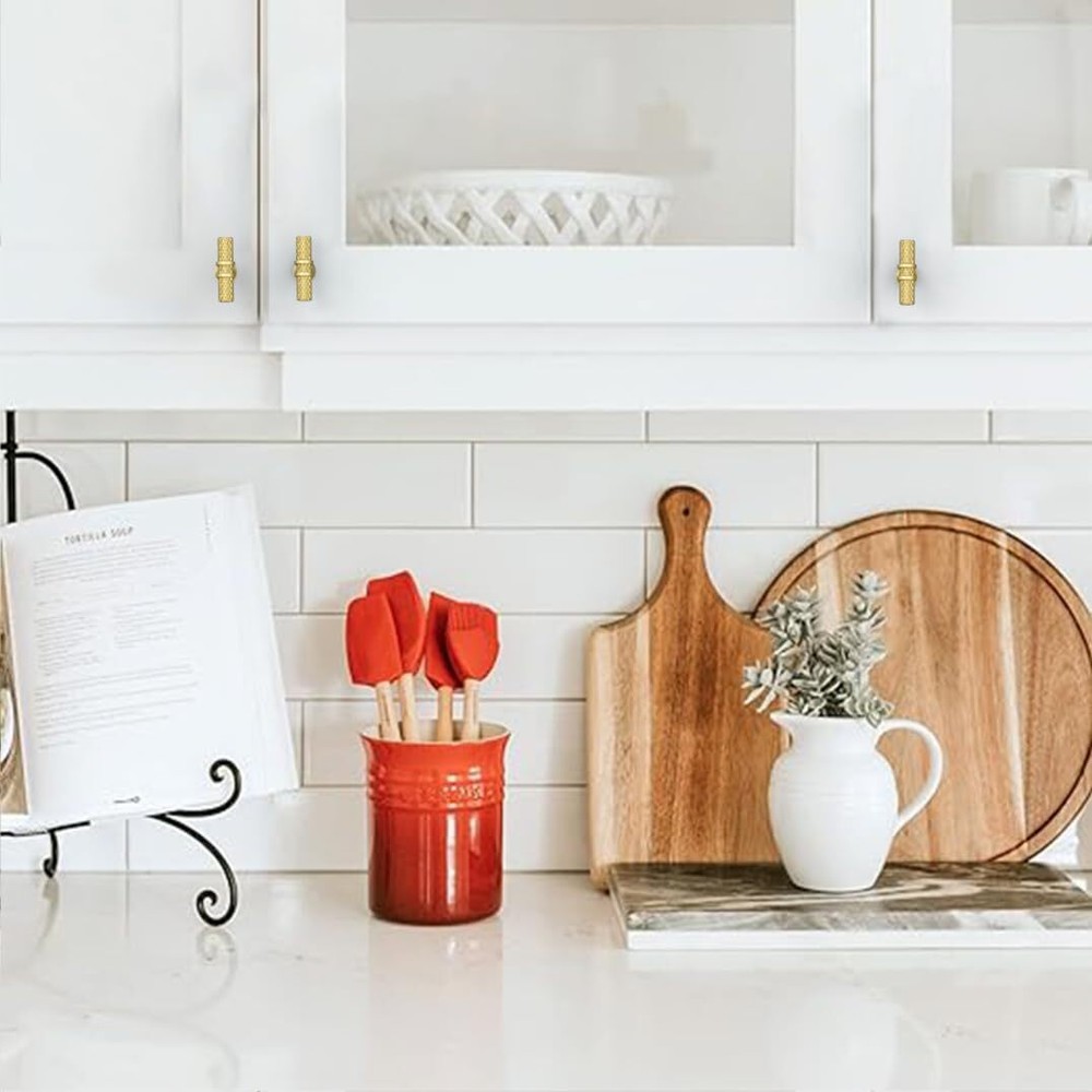 10 Pack Knurled Brushed Gold Kitchen Cabinet Knobs Dresser Knobs Drawer Knobs...