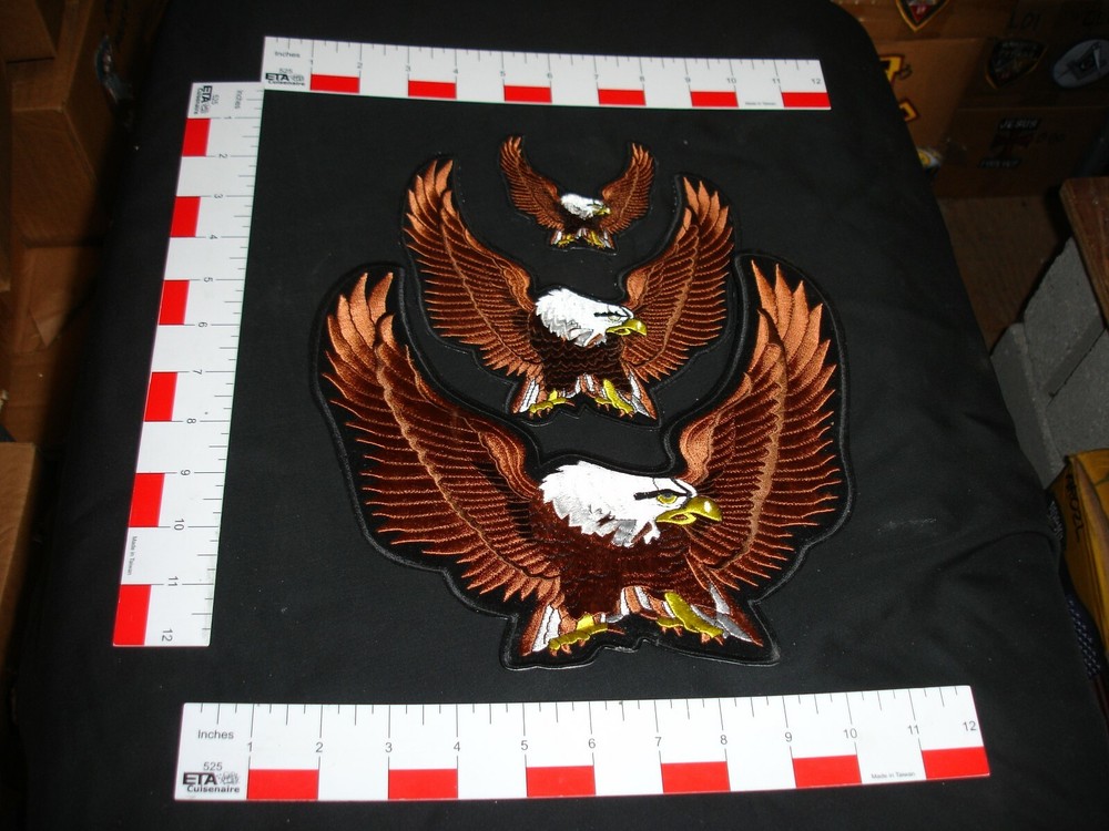 Eagle matching Patch set Large Medium Small 3 patch set Brown