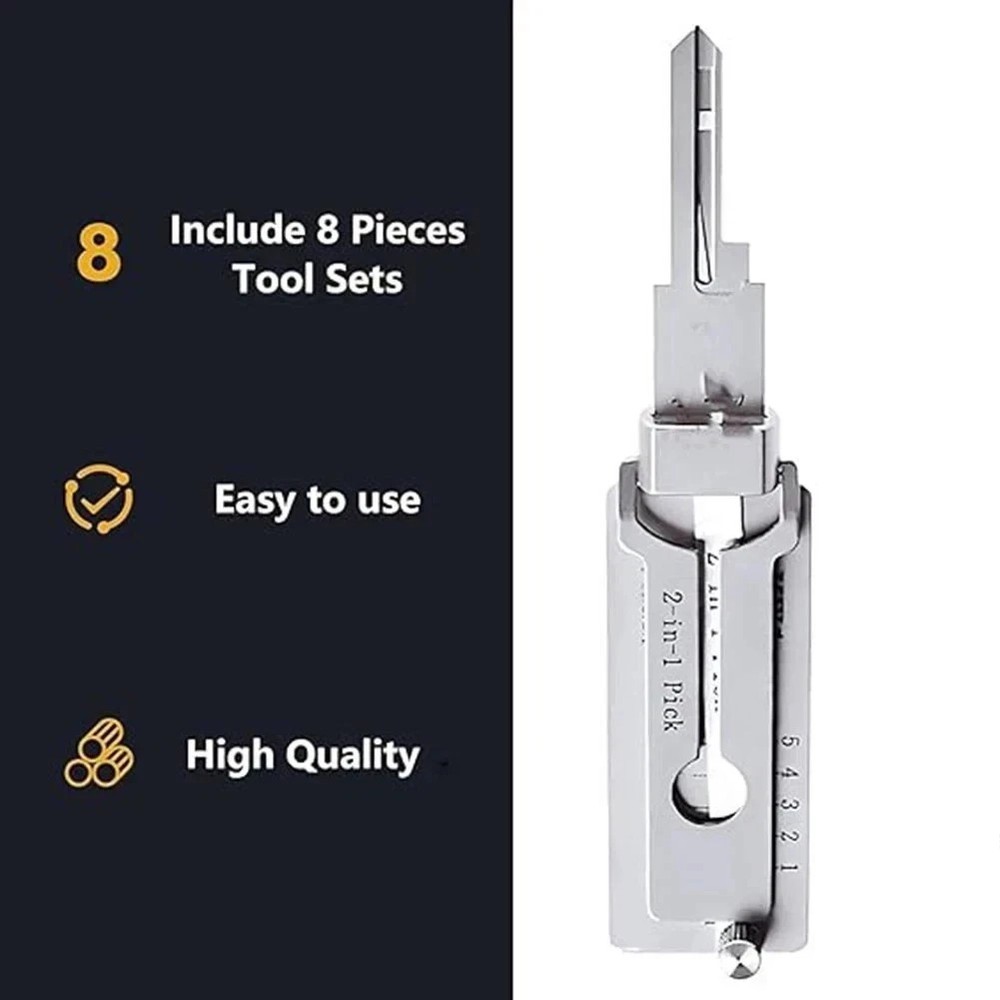 2 In 1 Stainless Steel Key Decoder & Precision Hook And Pickup Hand Tool Pickup