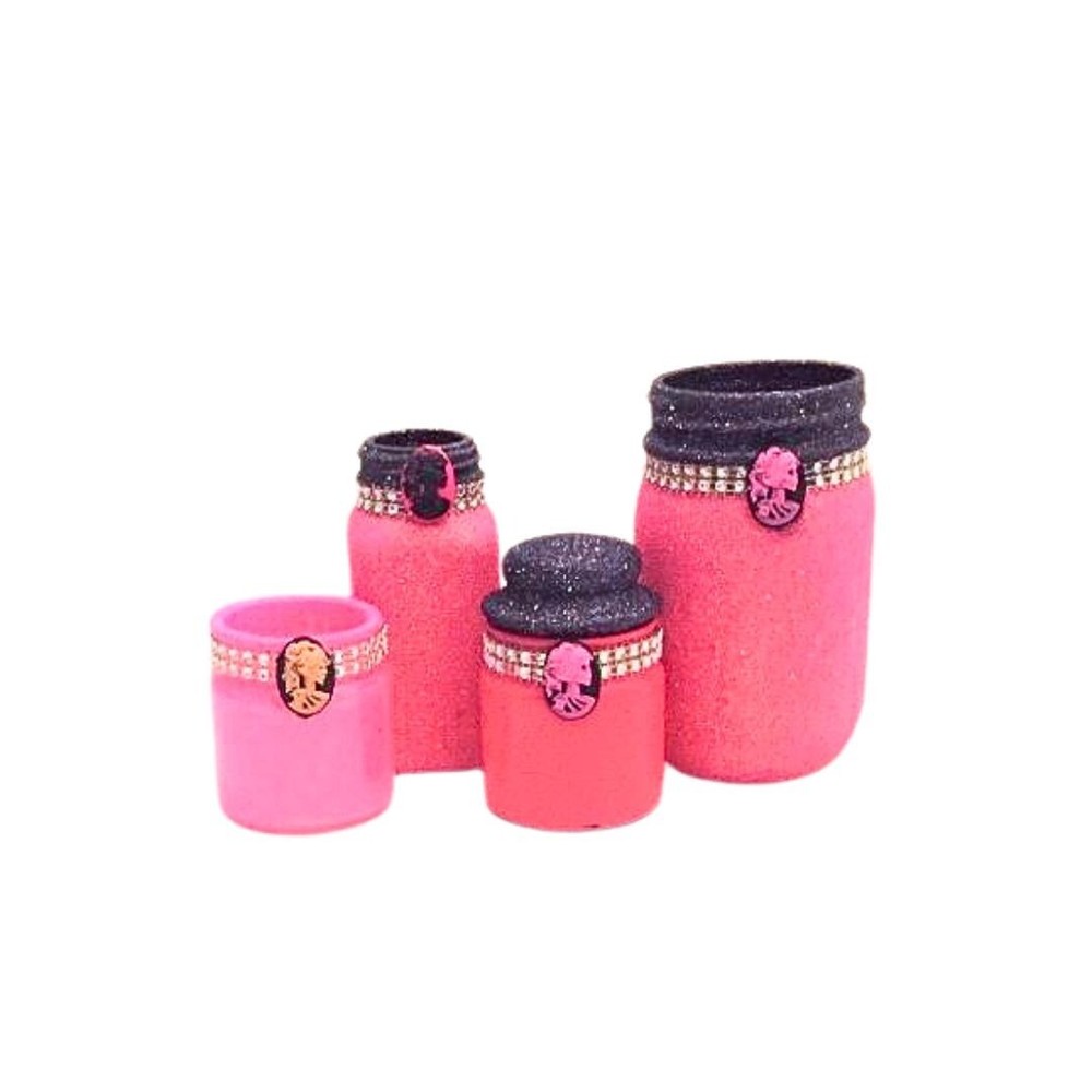 Black and Pink Skull Glitter Makeup Brush Set