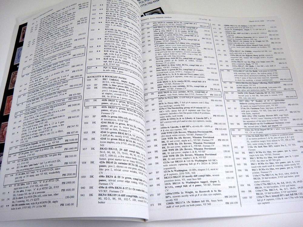 Richard Drews Stamp Auction Catalog 2000 Signed Die Proofs Reprints Reissues