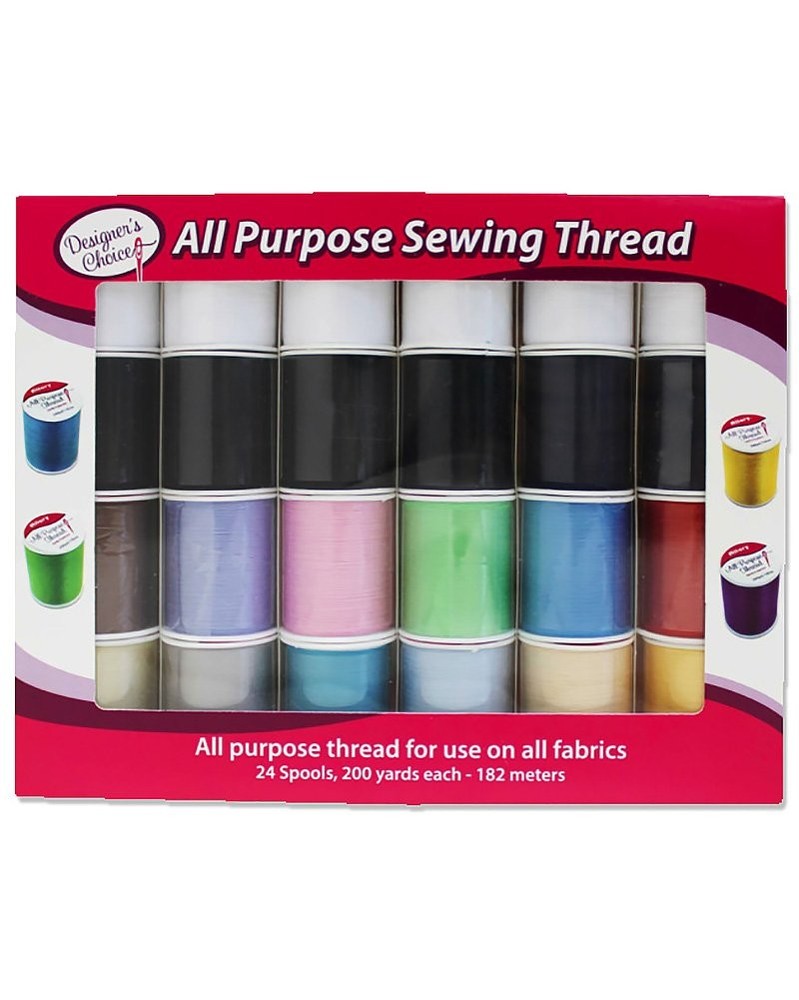 24 Spools All Purpose Polyester Sewing Thread 200 Yards Each Multicolored
