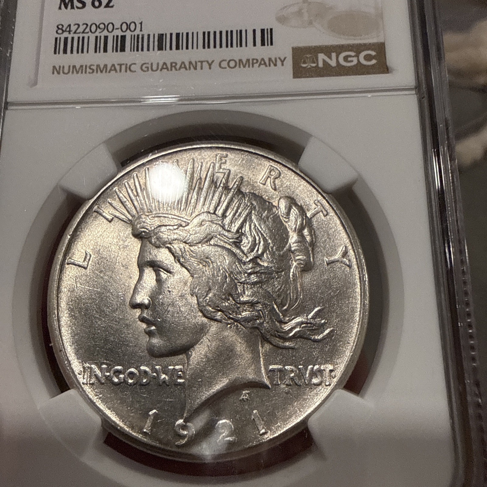 1921 PEACE DOLLAR HIGH RELIEF NGC MS 62 BRIGHT WHITE