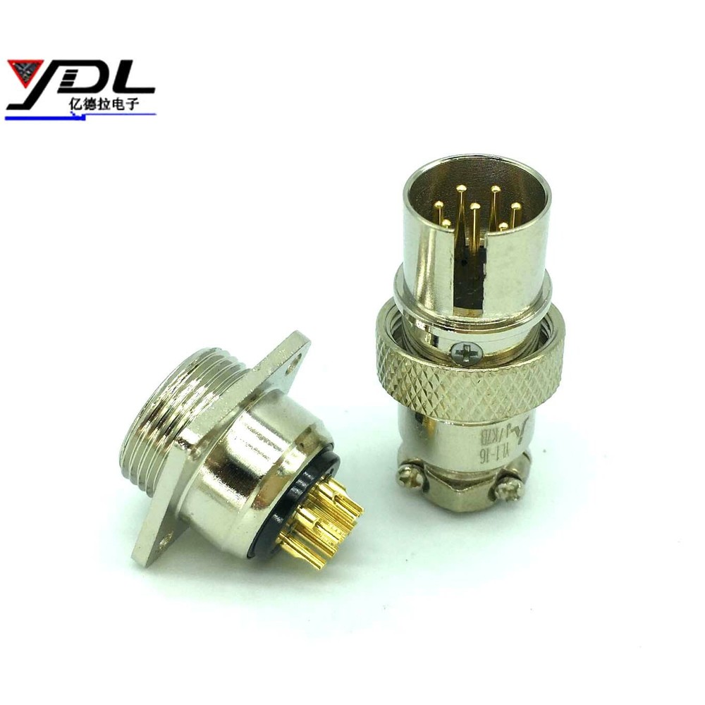 2set M16 GX16 7-Pin Aviation Plug Connector Reverse direction Panel Mount Square