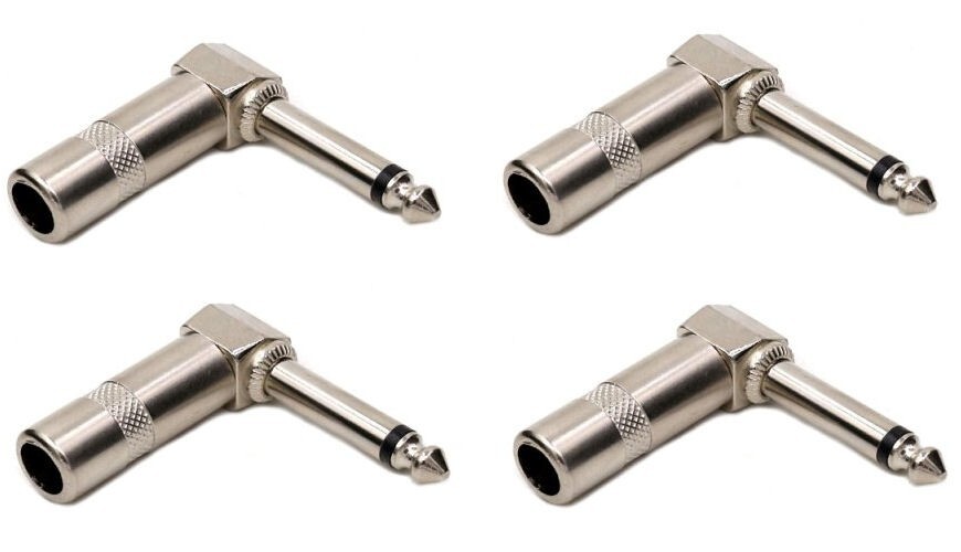 4 Pack 1/4 Mono TS Right Angle Cord Audio Connector Phone Plug 6.35mm Cable Jack